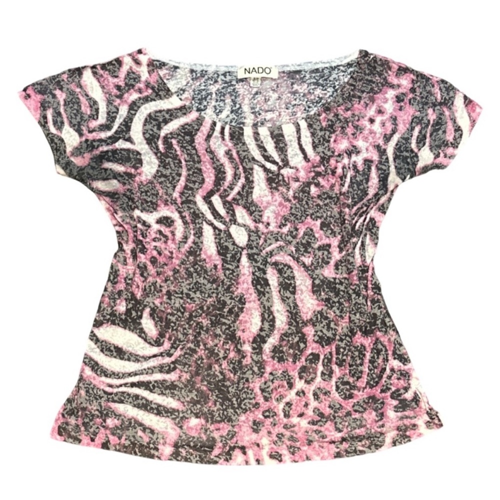 Y2K Era Pink and Black cheetah/ zebra print Top